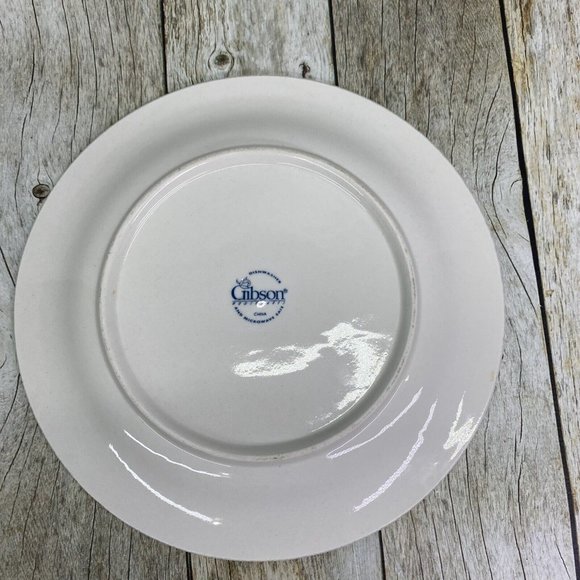 Gibson Dining Gibson Four Seasons All White Embossed Fruit Floral Stoneware Dinner Plate Set